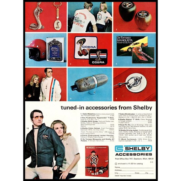Shelby Art 969 Shelby Accessories Catalog Vintage Print Ad Cobra